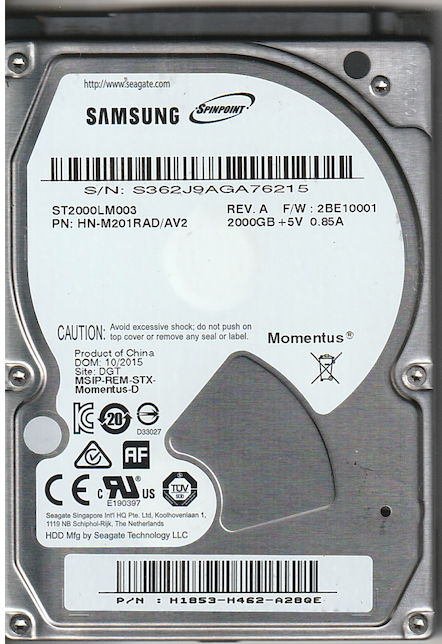 ST2000LM003 – 100767980 Rev A - 2BE10001 – 10/2015 – 2TB – 2.5"