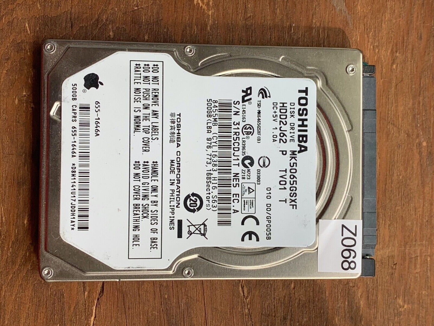MK5065GSXF – G002706A – HDD2J62 – 500GB – 2.5" – SATA