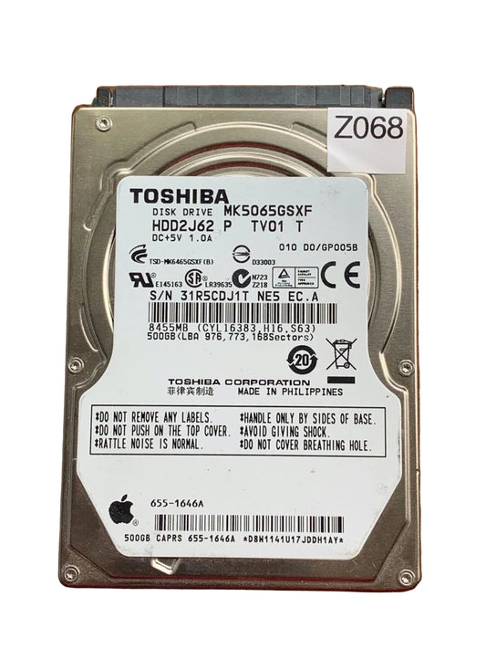 MK5065GSXF – G002706A – HDD2J62 – 500GB – 2.5" – SATA