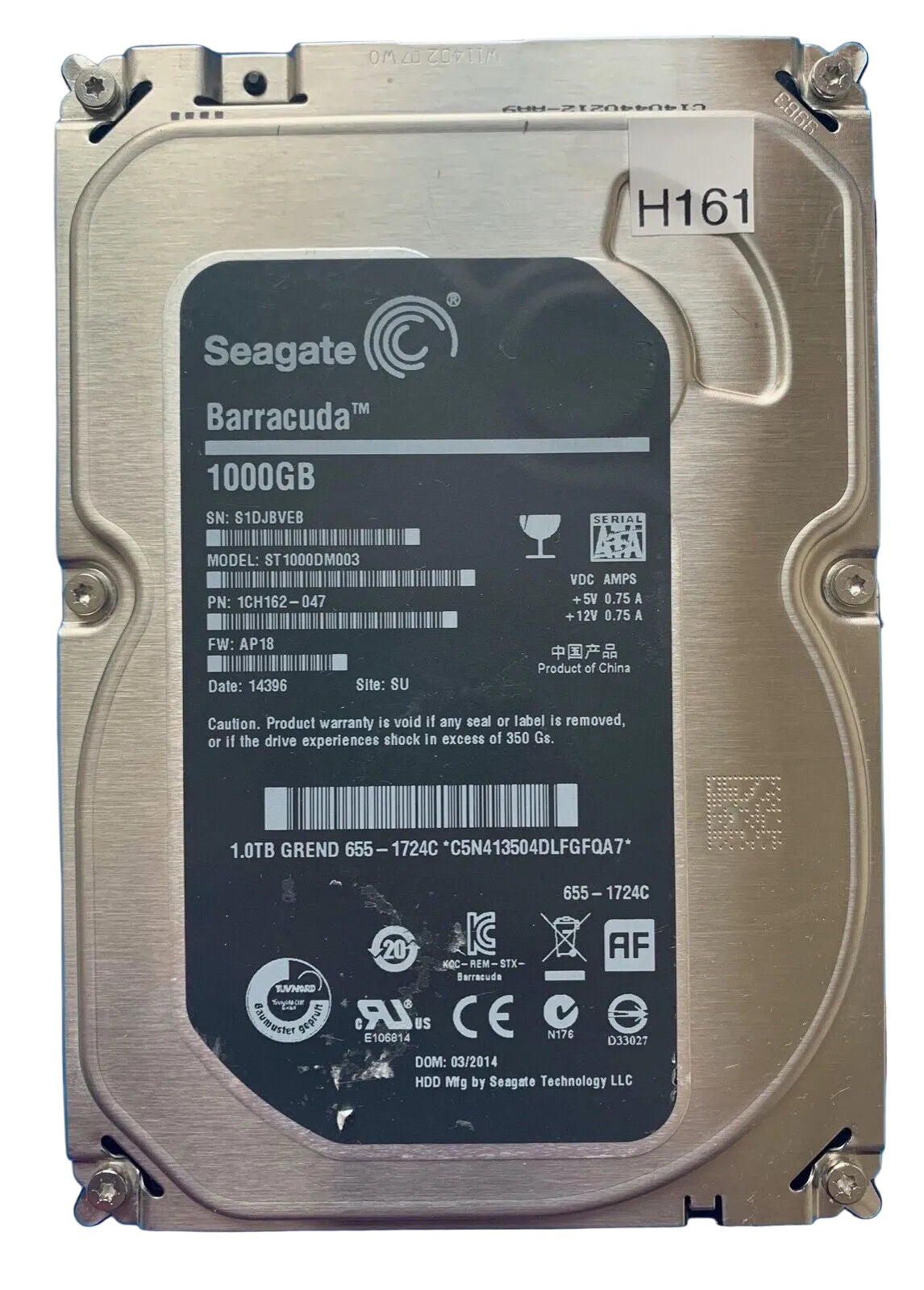 ST1000DM003 – 100717520 REV B – 1CH162-047 – S1DJBUEB – 1000GB – 3.5" – SATA
