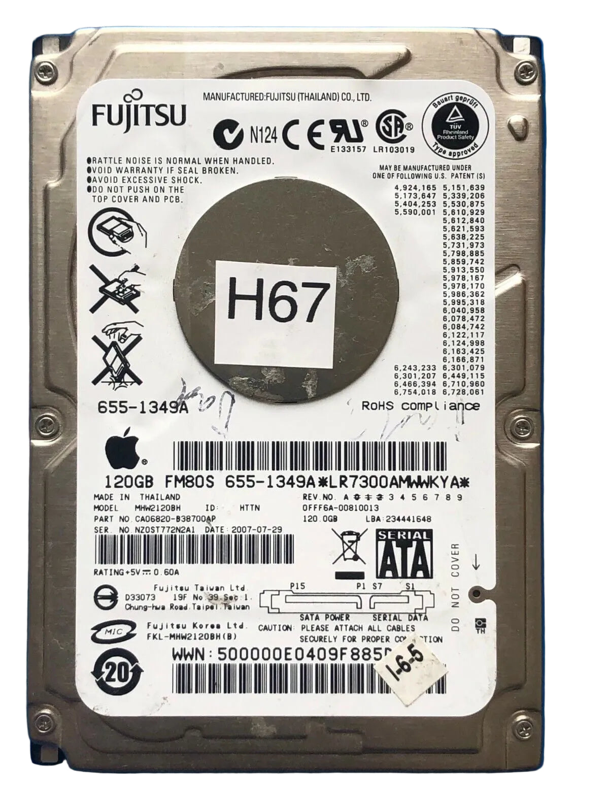 MHW2120BH – CA2C543-B84204BA – CA06820-B38700AP – 120GB – 2.5" – SATA
