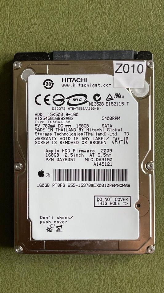 HTS545016B9SA02 – 0A58758 DA2740C - 0A59750 – 0A76051 – DA3190 – 160GB – 2.5" – SATA