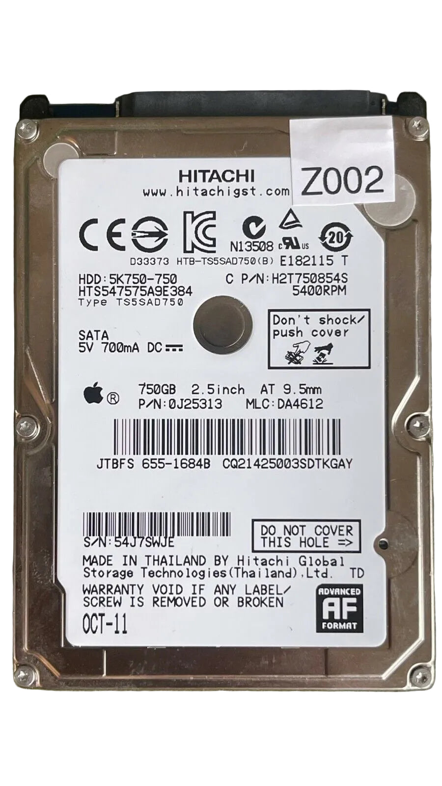 HTS547575A9E384 – 0J11459 DA3744 – 0J25313 – DA4612 – 750GB – 2.5" – SATA