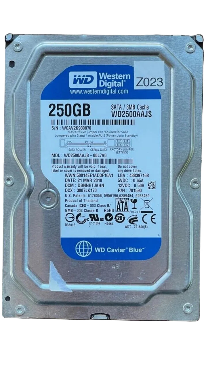 WD2500AAJS-00L7A0 – 2060-701590-001 REV A – DBNNHTJAHN – 250GB – 3.5" – SATA