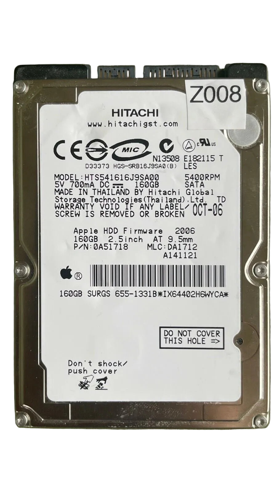 HTS541616J9SA00 – 0A50426 DA1550A – 0A51718 – DA1712 – 160GB – 2.5" – SATA