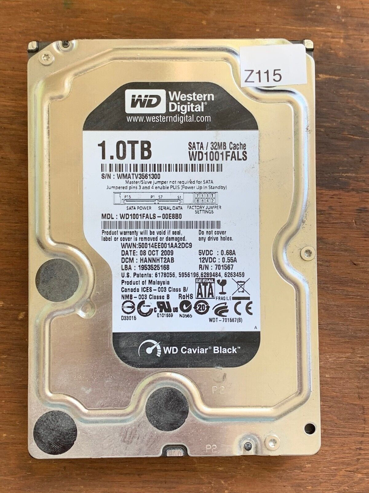 WD1001FALS-00E8B0 – 2060-701567-000 Rev A - HANNHT2AB – 1TB – 3.5" – SATA – 1TB