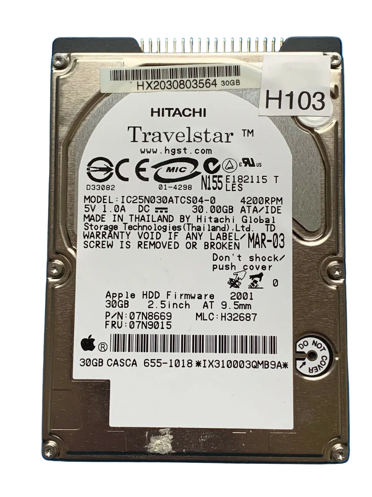 IC25N030ATCS04-0 – 07N9085 H69067 - 07N8669 – H32687 – 30.0GB – 2.5"