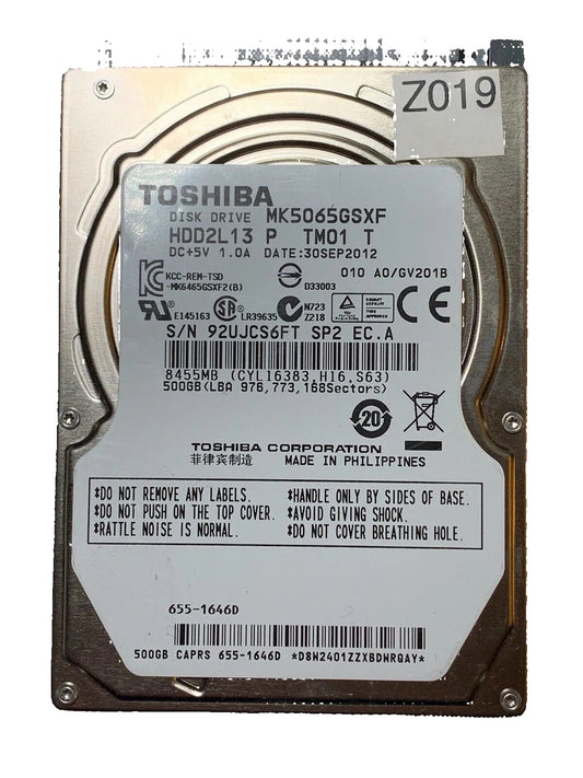 MK5065GSXF – G002825A – HDD2L13 P TM01 – A0/GV201B – 500GB – 2.5" – SATA