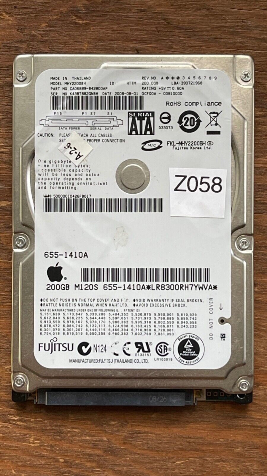 MHY2200BH – CA26344-B32104BA – CA06889-B42800AP – 200GB – 2.5" – SATA