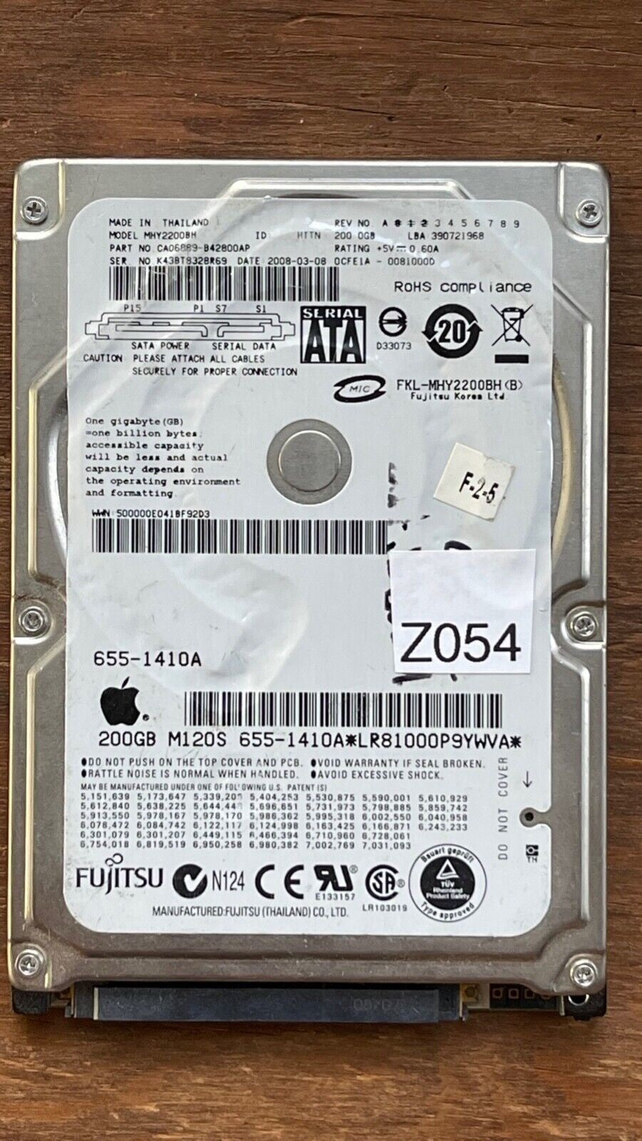 MHY2200BH – CA26344-B32104BA – CA06889-B42800AP – 200GB – 2.5" – SATA
