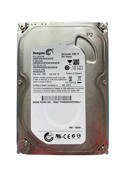 ST3500418AS – S/N: Z3TCSYN8 – P/N: 9SL142-241 – F/W: AP2E – Site: TK – Date: 13266 – 500GB – 3.5" – SATA