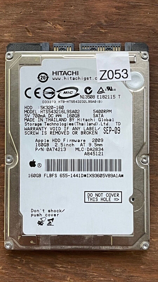 HTS543216L9SA02 – 0A57126 DA2357 – HDD:5K320-160 – DA2834 – P/N: 0A74213 – 160GB – 2.5" – SATA