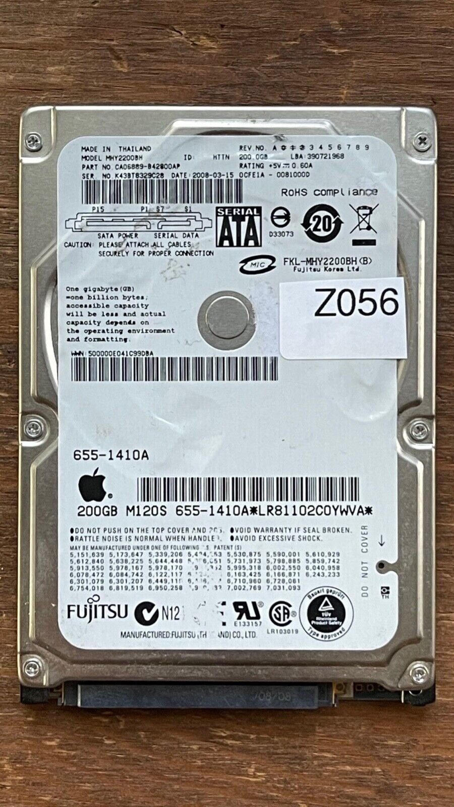MHY2200BH – CA26344-B32104BA – CA06889-B42800AP – 200GB – 2.5" – SATA