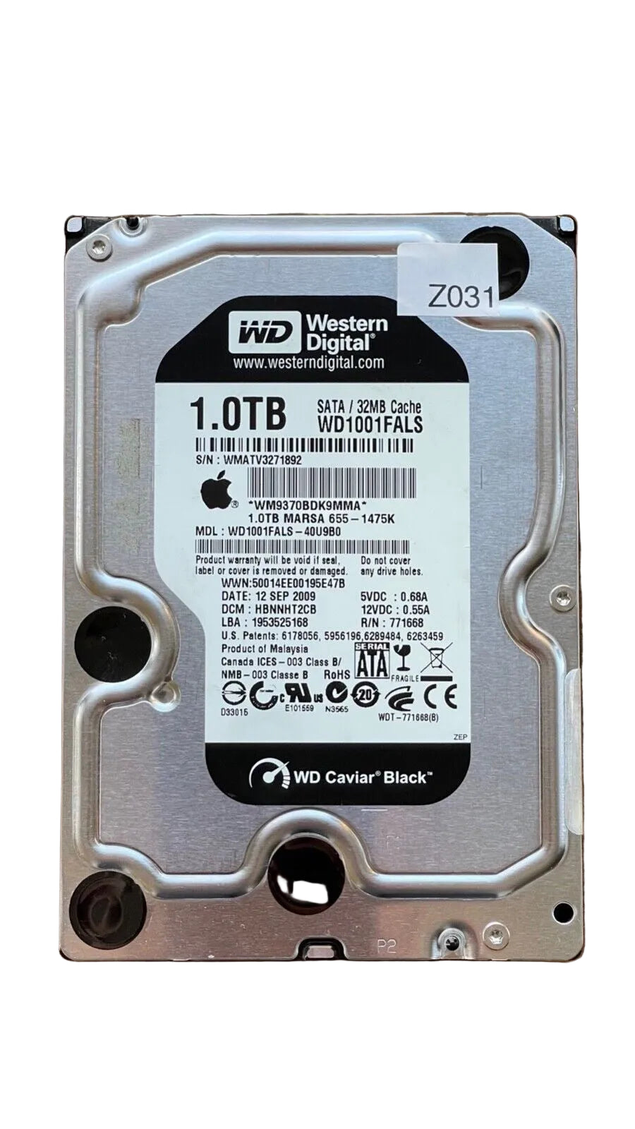 WD1001FALS-40U9B0 – 2060-771668-000 Rev P1 -HBNNHT2CB – 1138 RGFAC DN9617 CF – 1TB – 3.5" – SATA