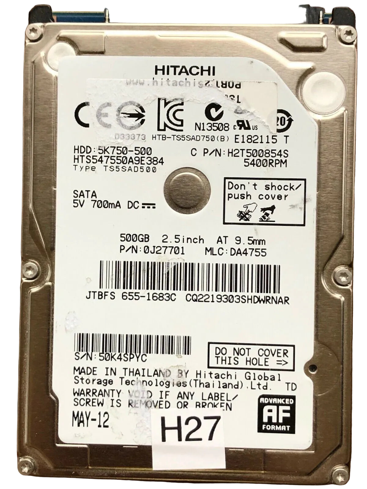 HTS547550A9E384 – 0J11459 DA4726 – 0J27701 – DA4755 – 500GB – 2.5" – SATA