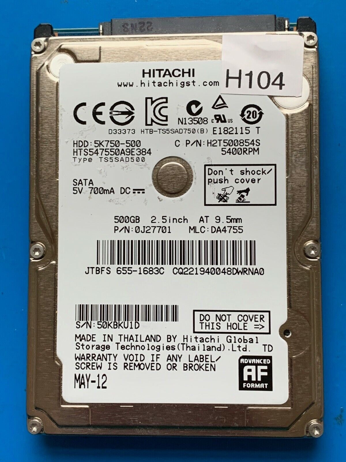 HTS547550A9E384 – 0J11459 DA4726 – 0J27701 – DA4755 – 500GB – 2.5" – SATA