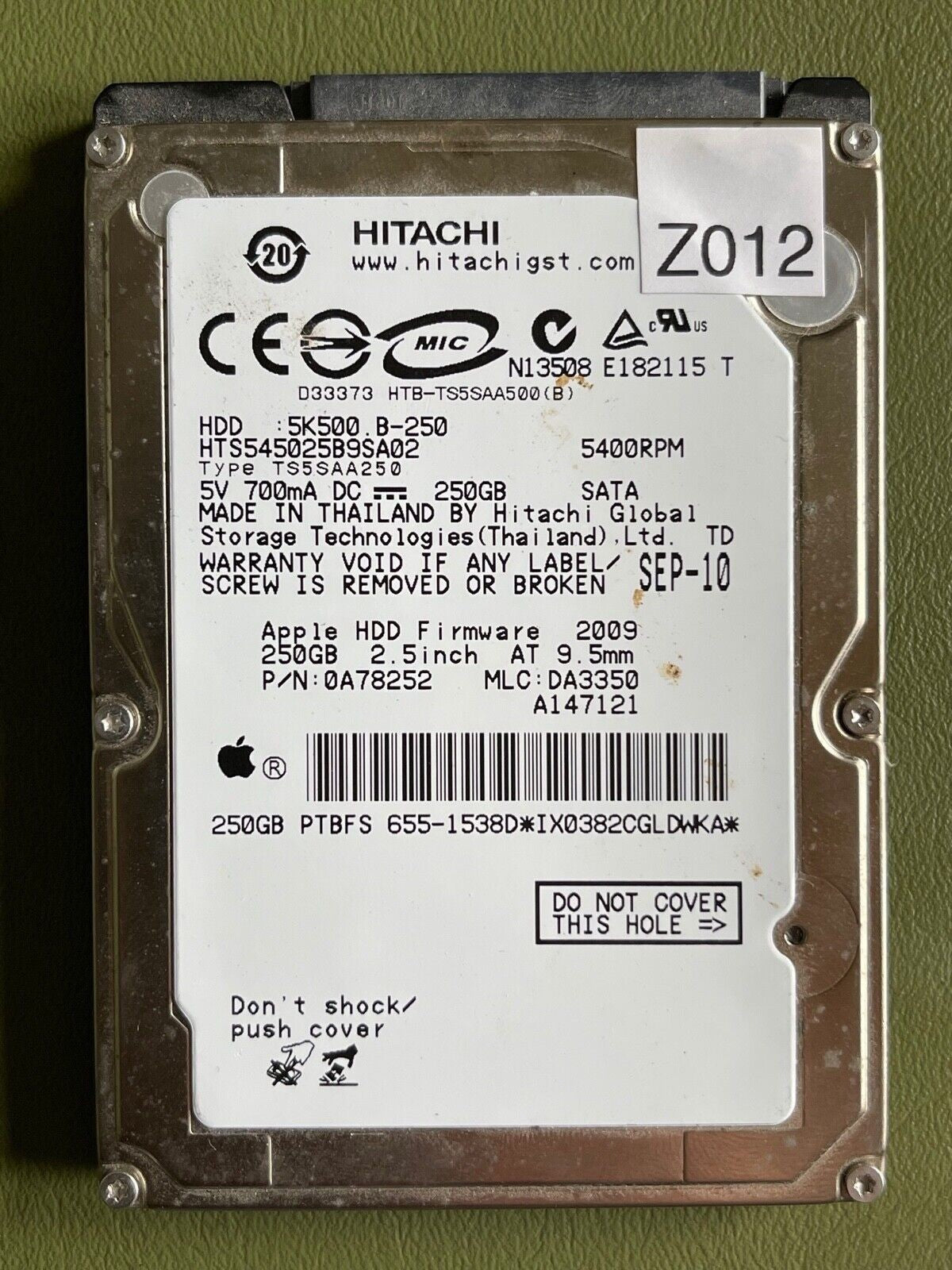 HTS545025B9SA02 – 0A58758 DA2740 - 0A78252 – DA3350 – 250GB – 2.5" – SATA