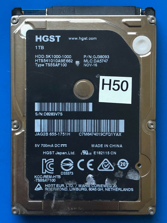HTS541010A9E662 – 0J24275 DA5092 – HDD:5K1000-1000 – TS5SAF100 – DA5747 – P/N: 0J38093 – 1TB – 2.5" – SATA