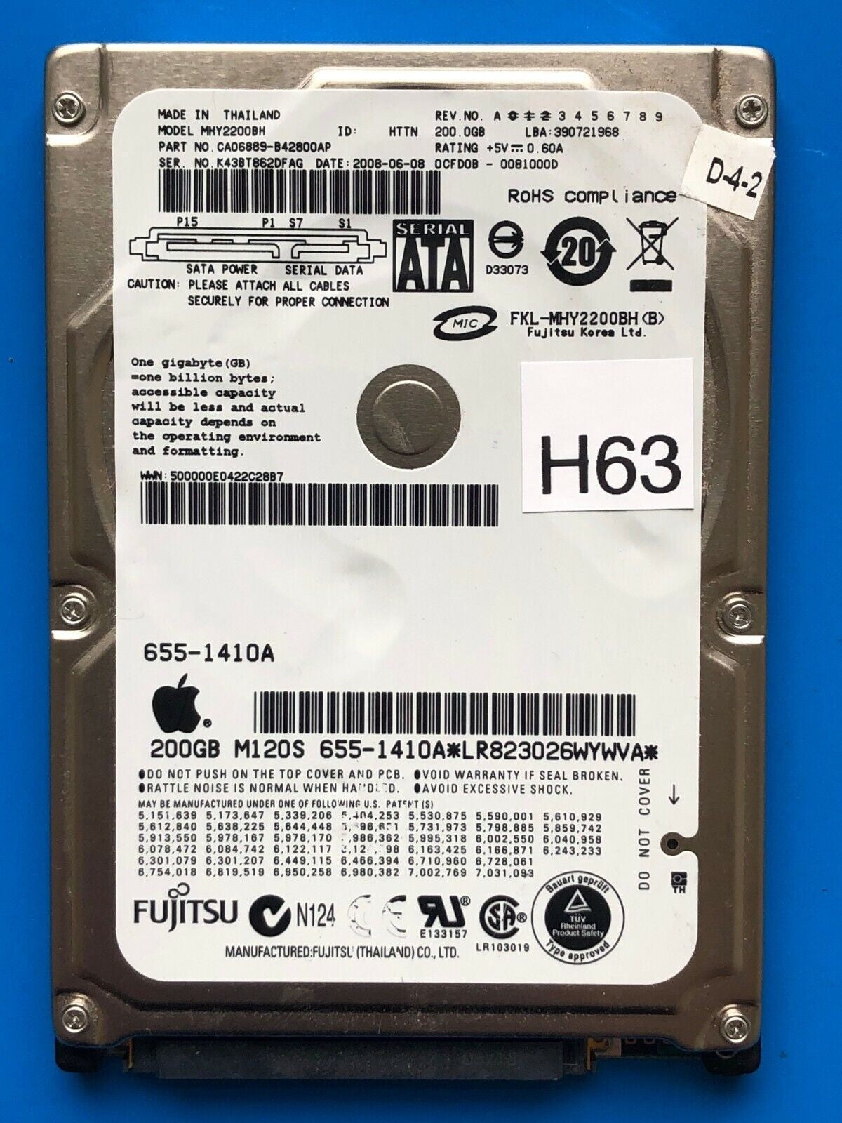 MHY2200BH – CA26344-B32104BA – CA06889-B42600AP – 200.0GB – 2.5" – SATA