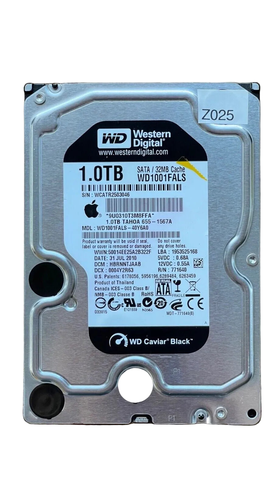 WD1001FALS-40Y6A0 – 2060-771640-002 REV A – HBRNHTNJAAB – 1.0TB – 3.5" – SATA