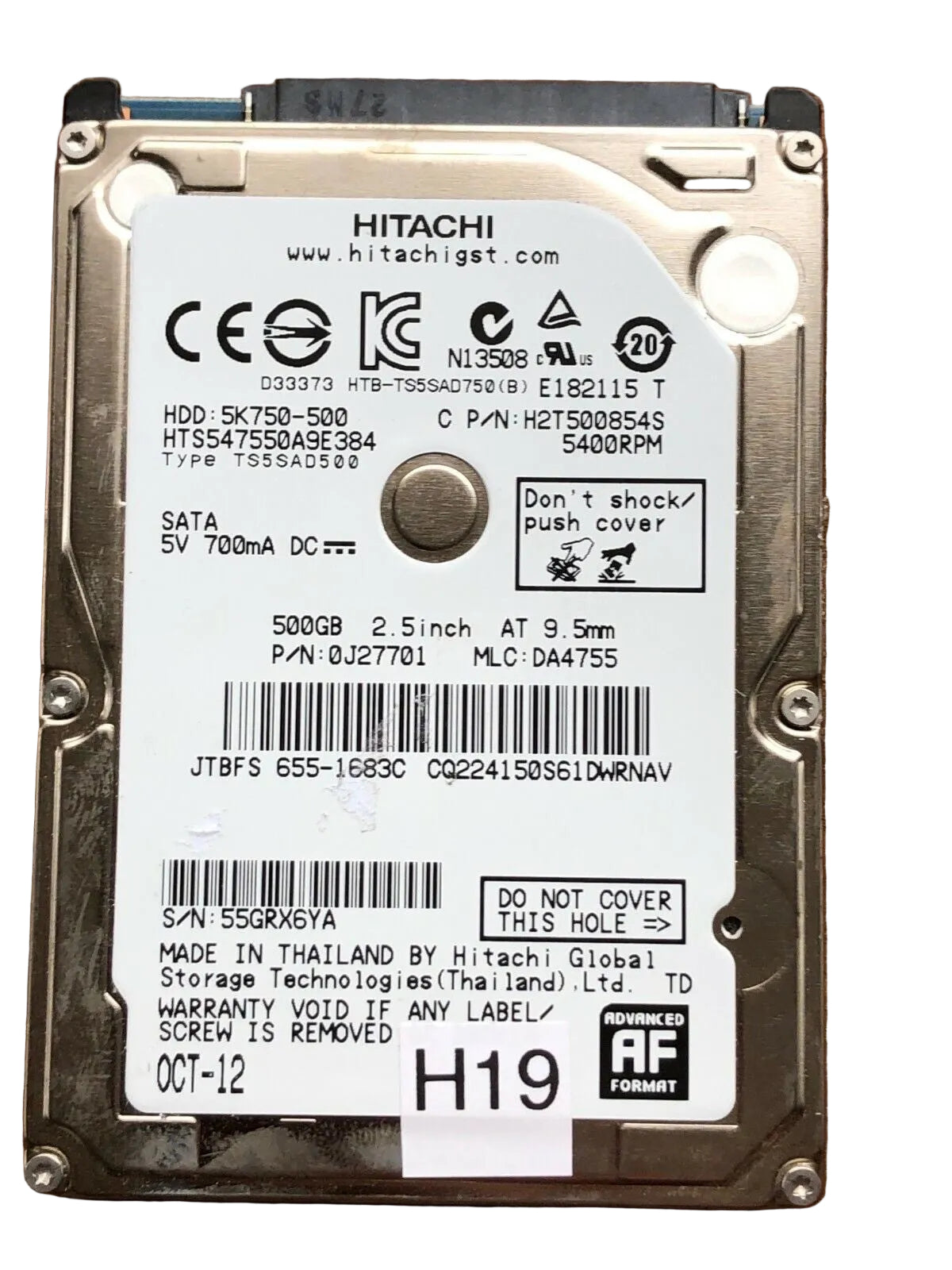 HTS547550A9E384 – 0J11459 DA4726 – 0J27701 – DA4755 – 500GB – 2.5" – SATA