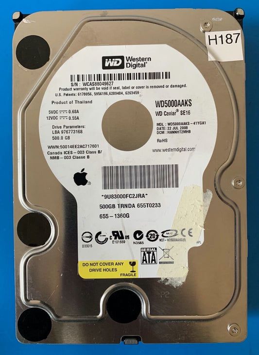 WD5000AAKS-41YGA1, DCM HANNHT2MHB, Western Digital 500GB SATA 3.5 Hard Drive