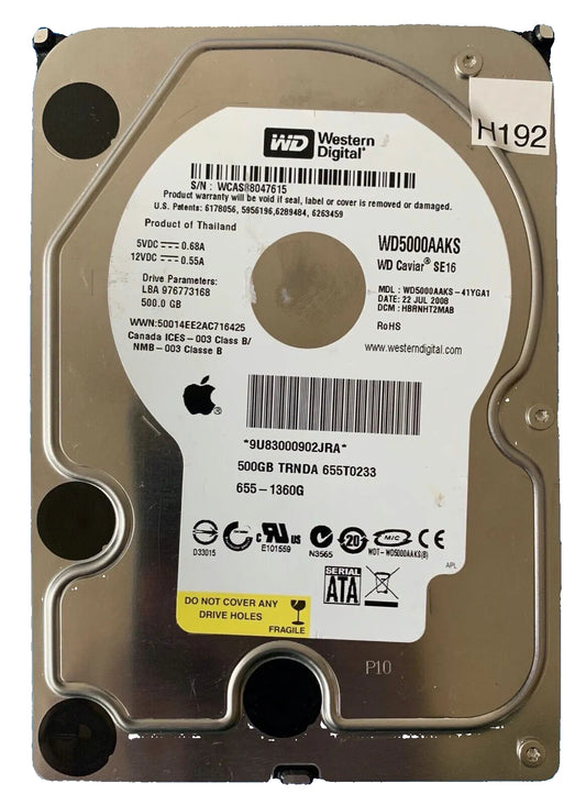 WD5000AAKS-41YGA1, DCM HBRNHT2MAB, Western Digital 500GB SATA 3.5 Hard Drive
