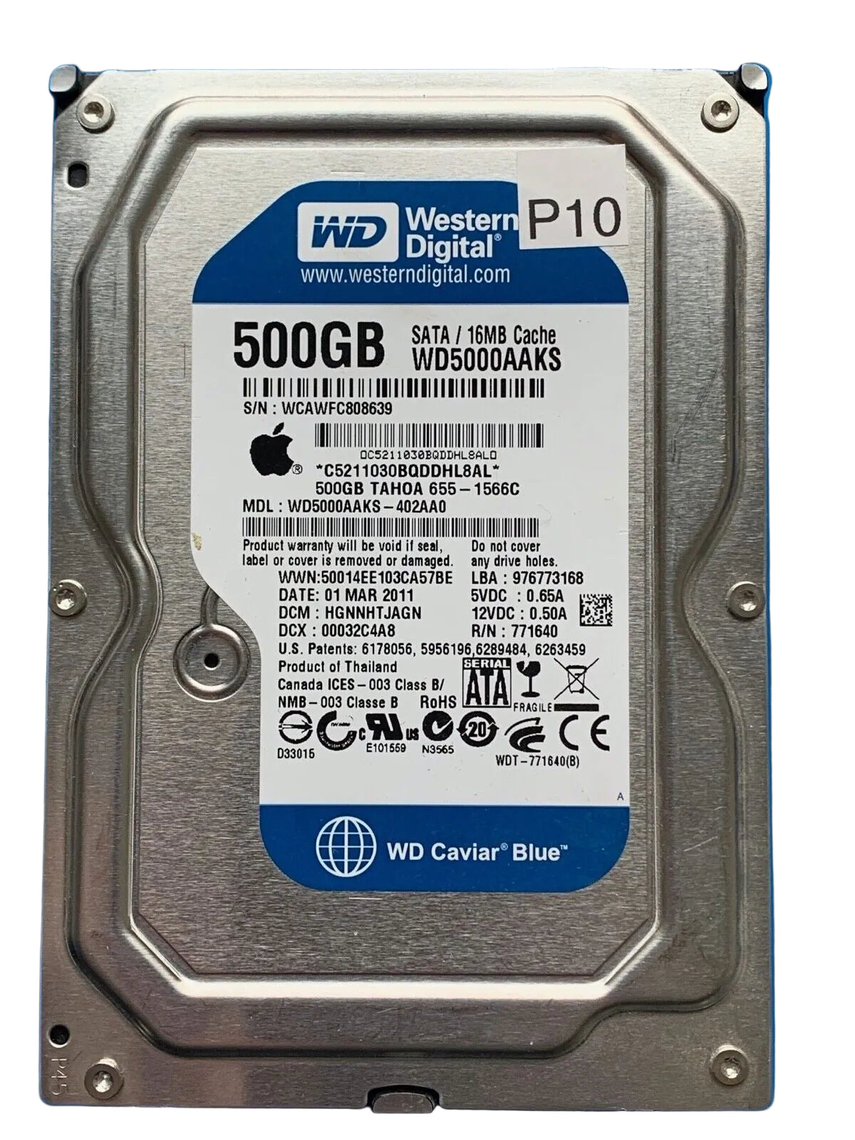 WD5000AAKS-402AA0, DCM HGNNHTJAGN, Western Digital 500GB SATA 3.5 Hard Drive