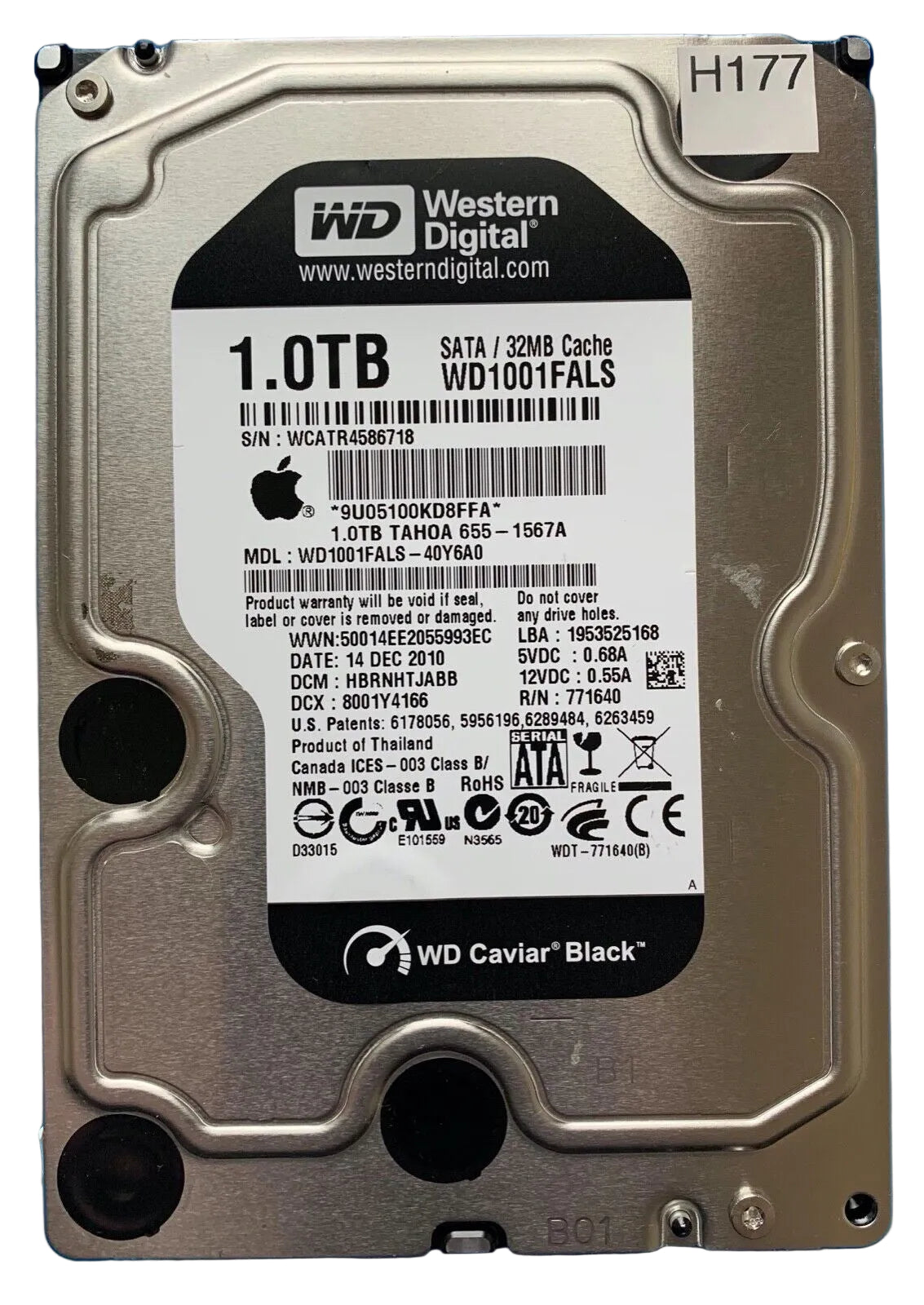 WD1001FALS-40Y6A0 – 2060-771640-002 REV A – HBRNHTJABB – 1.0TB – 3.5" – SATA