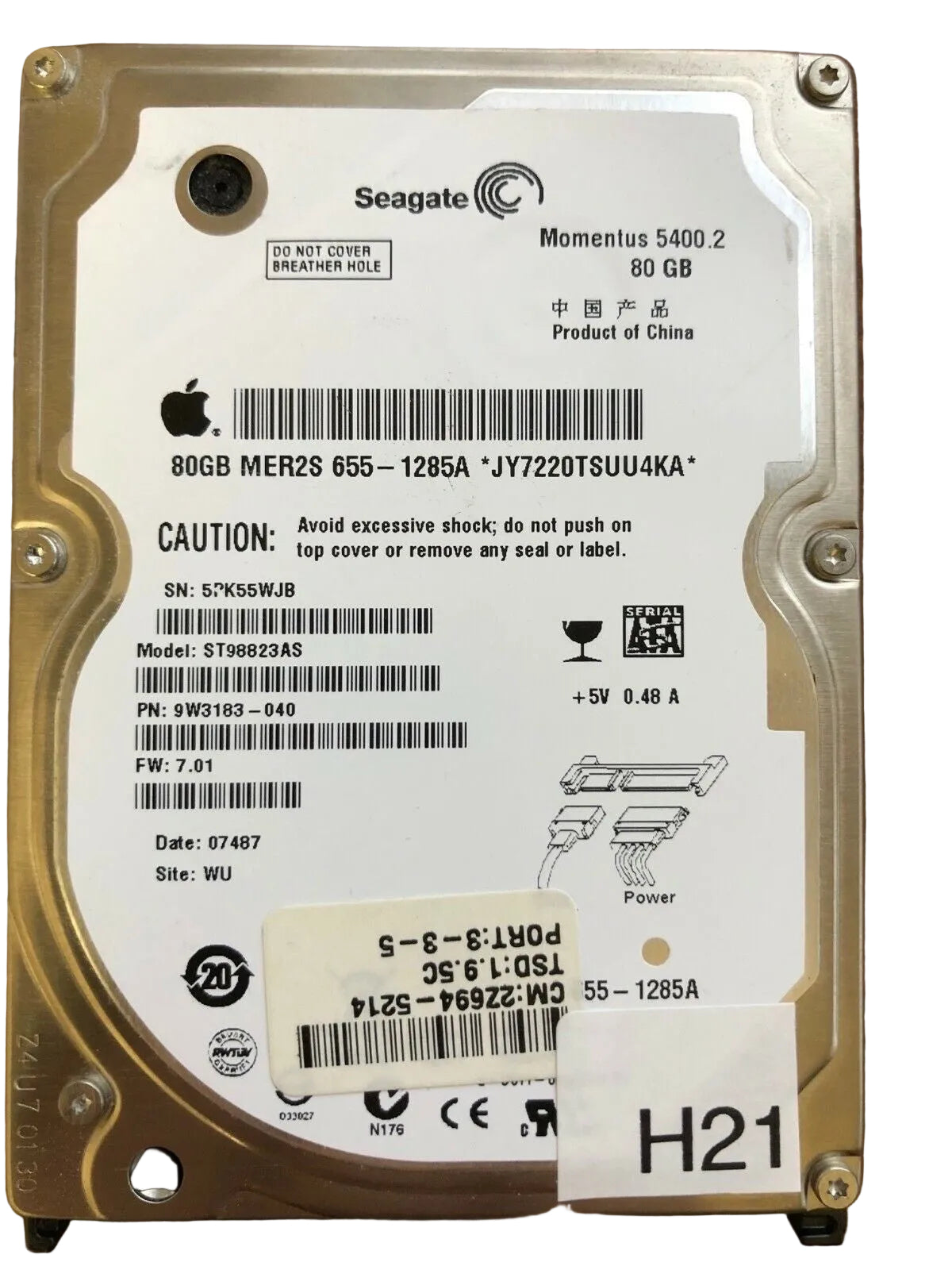 ST98823AS – 100349359 Rev F – 9W3183-040 – 80 GB – 2.5" – SATA