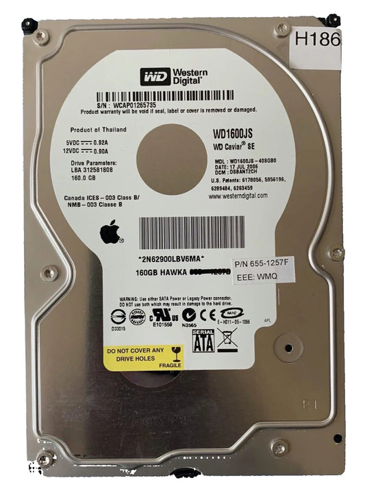 WD1600JS-40SGB0 – 2060-701335-005 Rev A – DSBANT2CH – Date: 17 JUL 2006 – 160GB – 3.5" – SATA