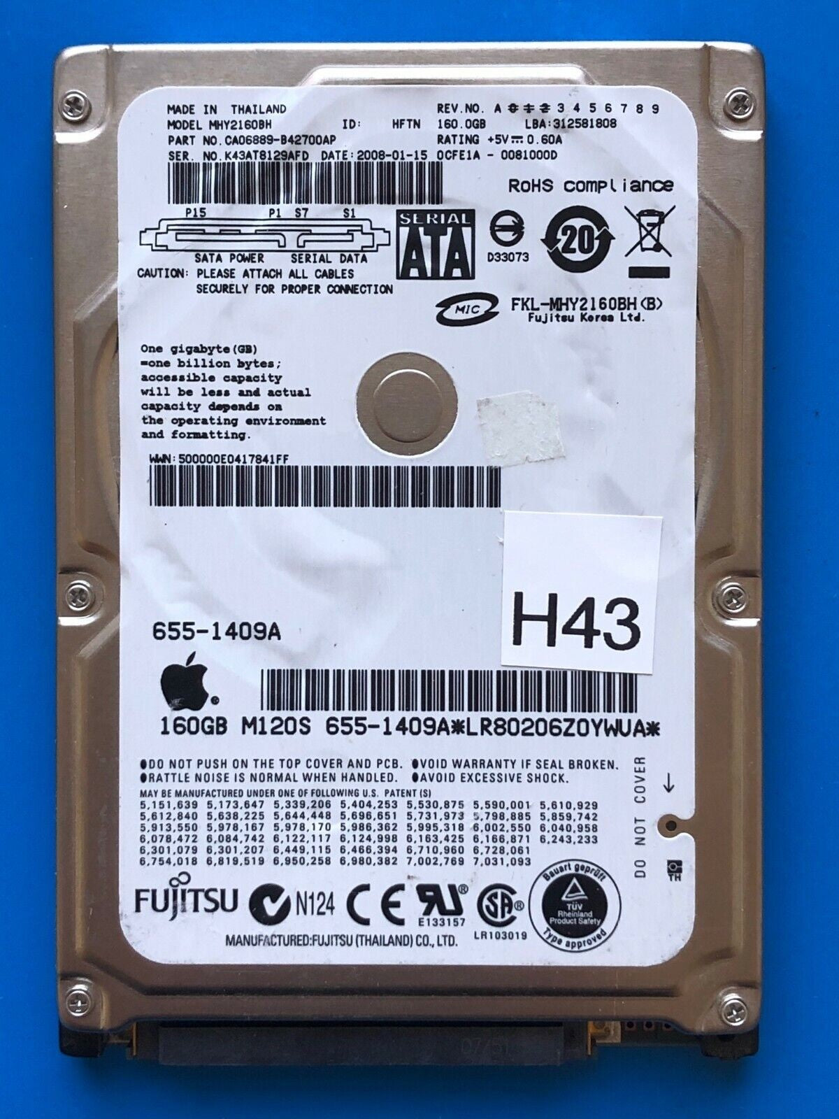 MHY2160BH – CA26344-B32104BA – CA06889-B42700AP – 160.0GB – 2.5" – SATA