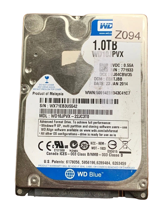 WD10JPVX-22JC3T0 – 2060-771960-000 REV P2 – EBUTJBB – 1227-B6N-AE F2 A3Z20FB – 1TB – 2.5" – SATA