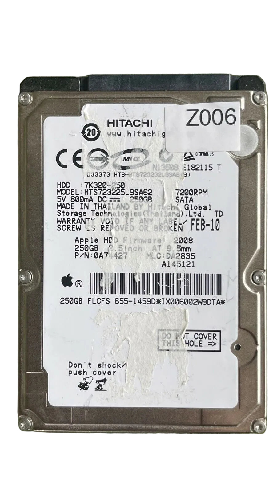 HTS723225L9SA62 – 0A57190 DA2428 – 0A74427 – DA2835 – 250GB – 2.5" – SATA
