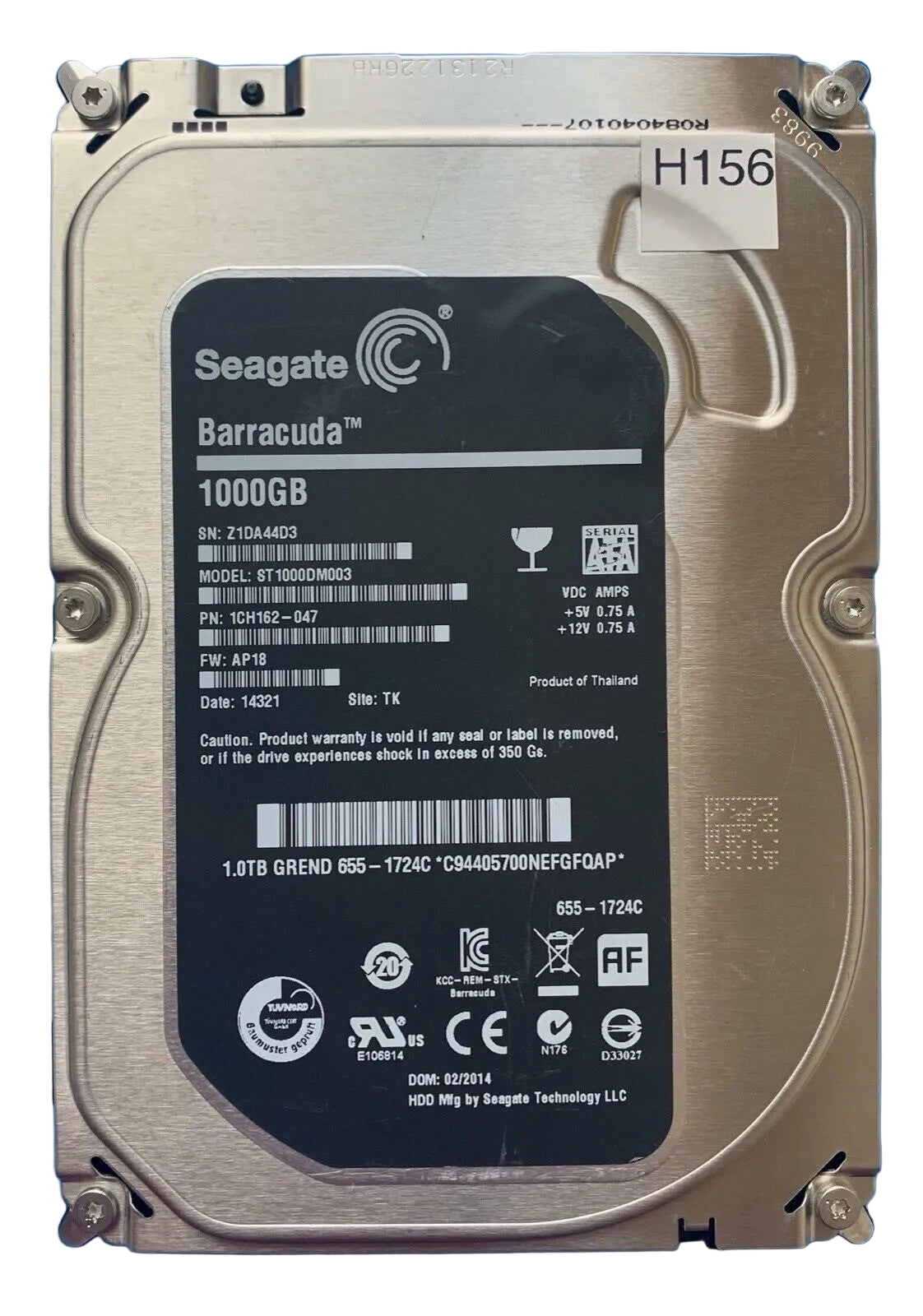 ST1000DM003 – 100717520 REV B – 1CH162-047 – 1000GB – 3.5" – SATA