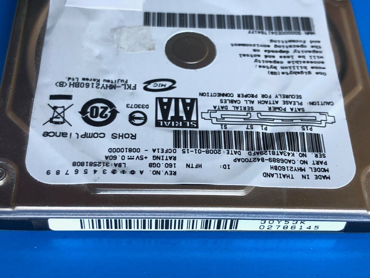MHY2160BH – CA26344-B32104BA – CA06889-B42700AP – 160.0GB – 2.5" – SATA