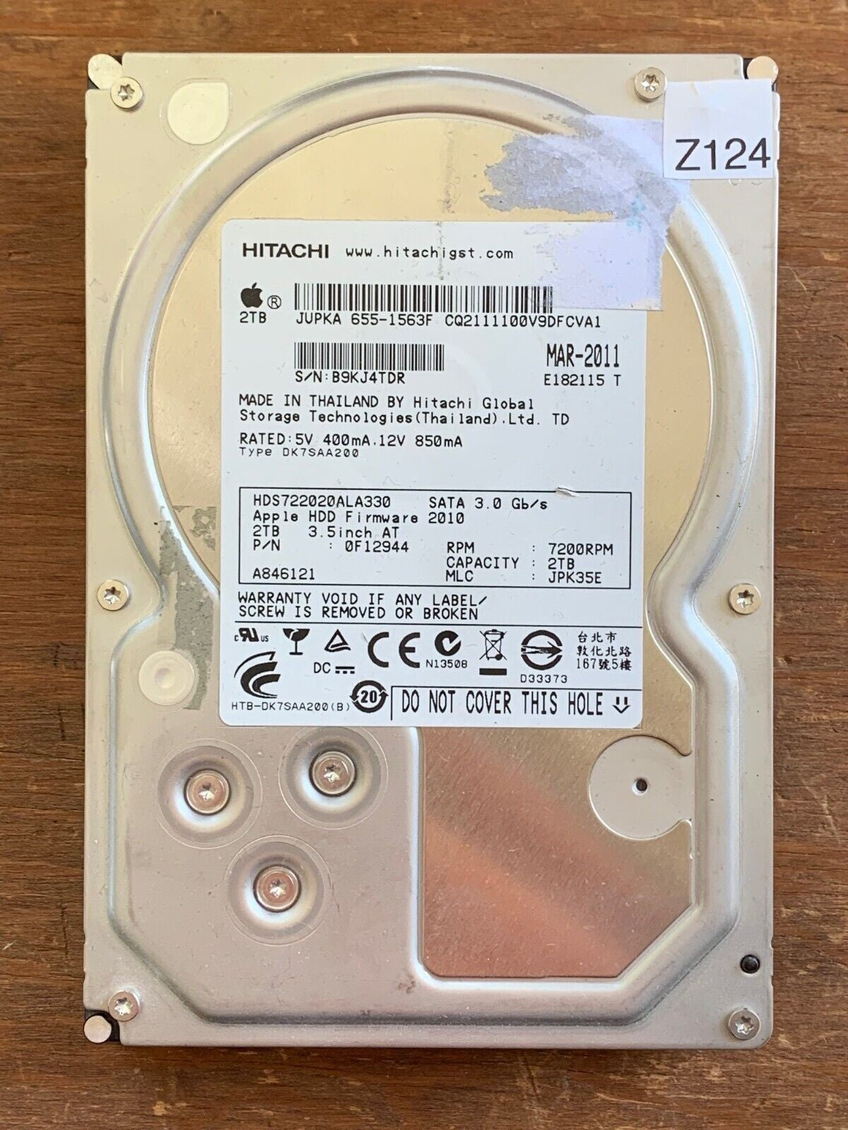 HDS722020ALA330 – DA71339 BA3293 – JPK35E – P/N: 0F12944 – 2TB – 3.5" – SATA