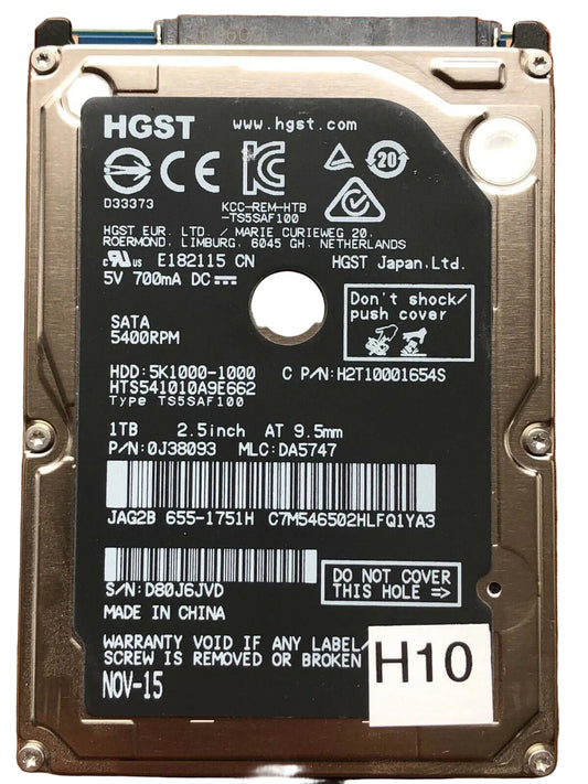 HTS541010A9E662 – 0J24275 DA5092 – HDD:5K1000-1000 – TS5SAF100 – DA5747 – P/N: 0J38093 – 1TB – 2.5" – SATA