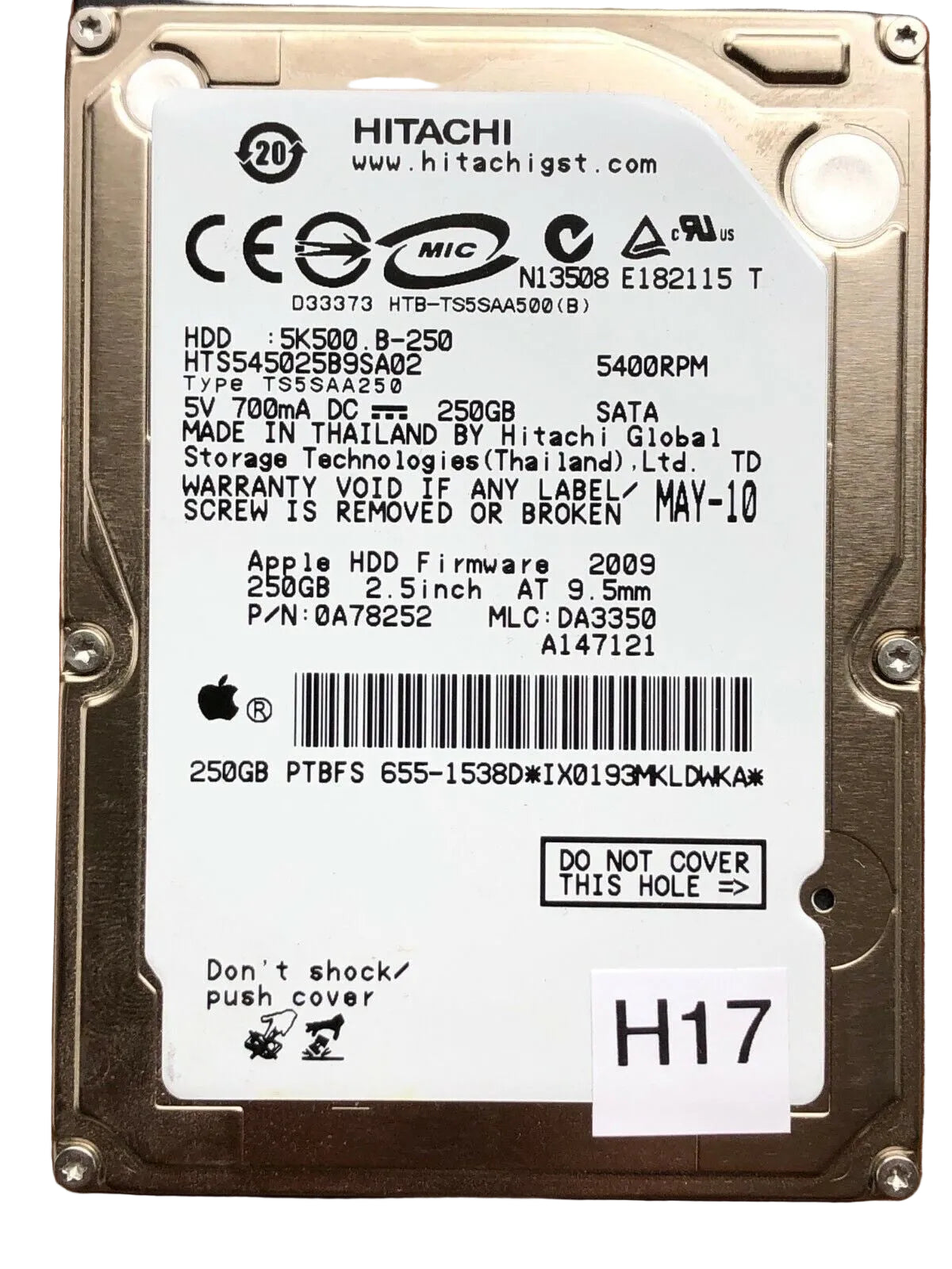 HTS545025B9SA02 – 0A58758 DA2740 – 0A78252 – DA3350 – 250GB – 2.5" – SATA