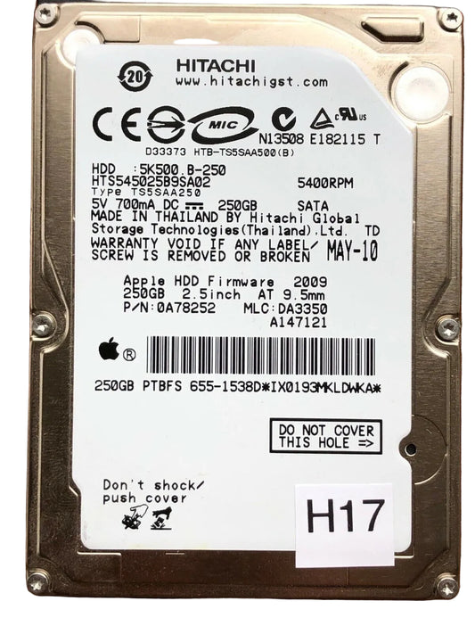 HTS545025B9SA02 – 0A58758 DA2740 – 0A78252 – DA3350 – 250GB – 2.5" – SATA