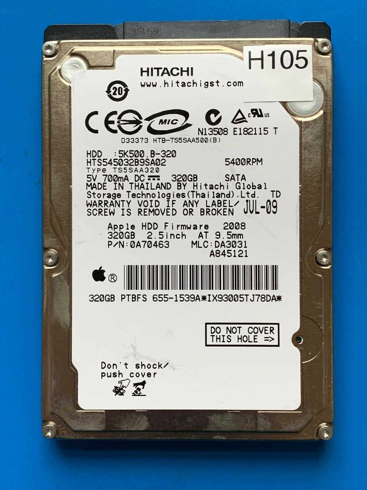 HTS545032B9SA02 – 0A58758 DA2740 - 0A70463 – DA3031 – 320GB – 2.5" – SATA