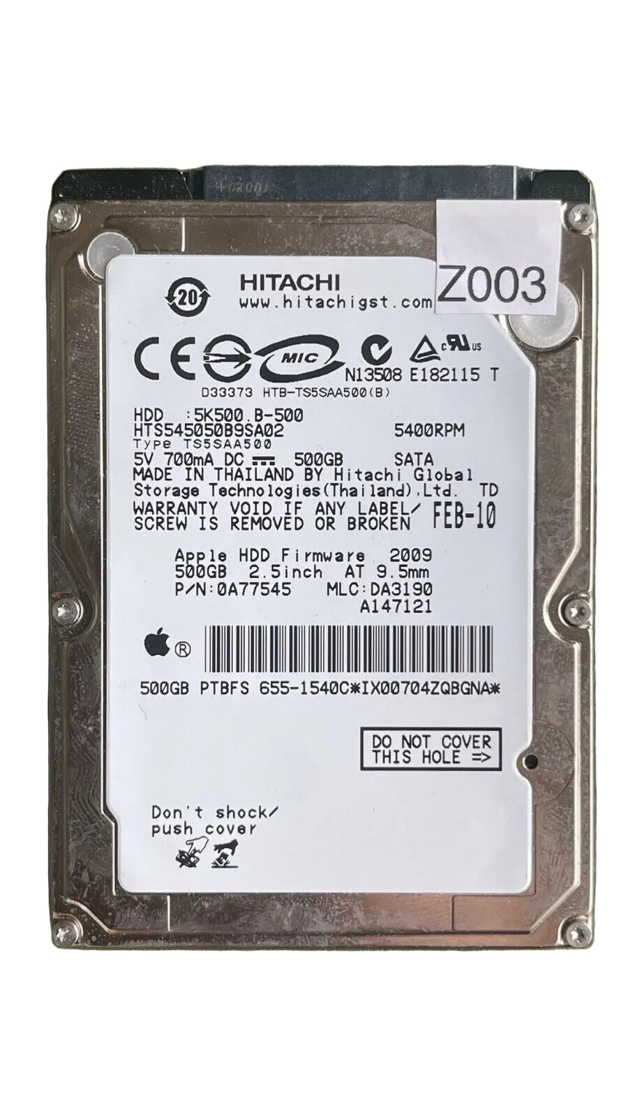 HTS545050B9SA02 – 0A58758 DA2740 - 0A77545 – DA3190 – 500GB – 2.5" – SATA