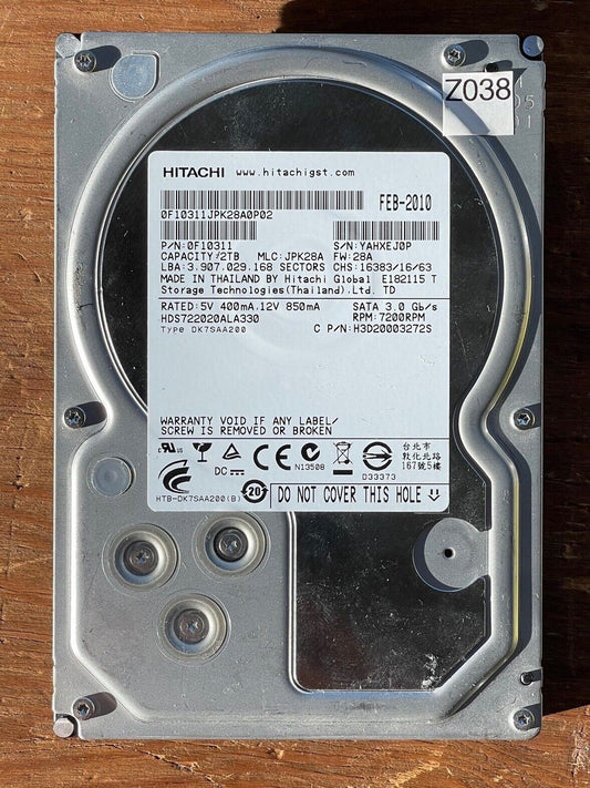 HDS722020ALA330 – DA71339 BA3293 - JPK28A – P/N: 0F10311 – 2TB – 3.5" – SATA