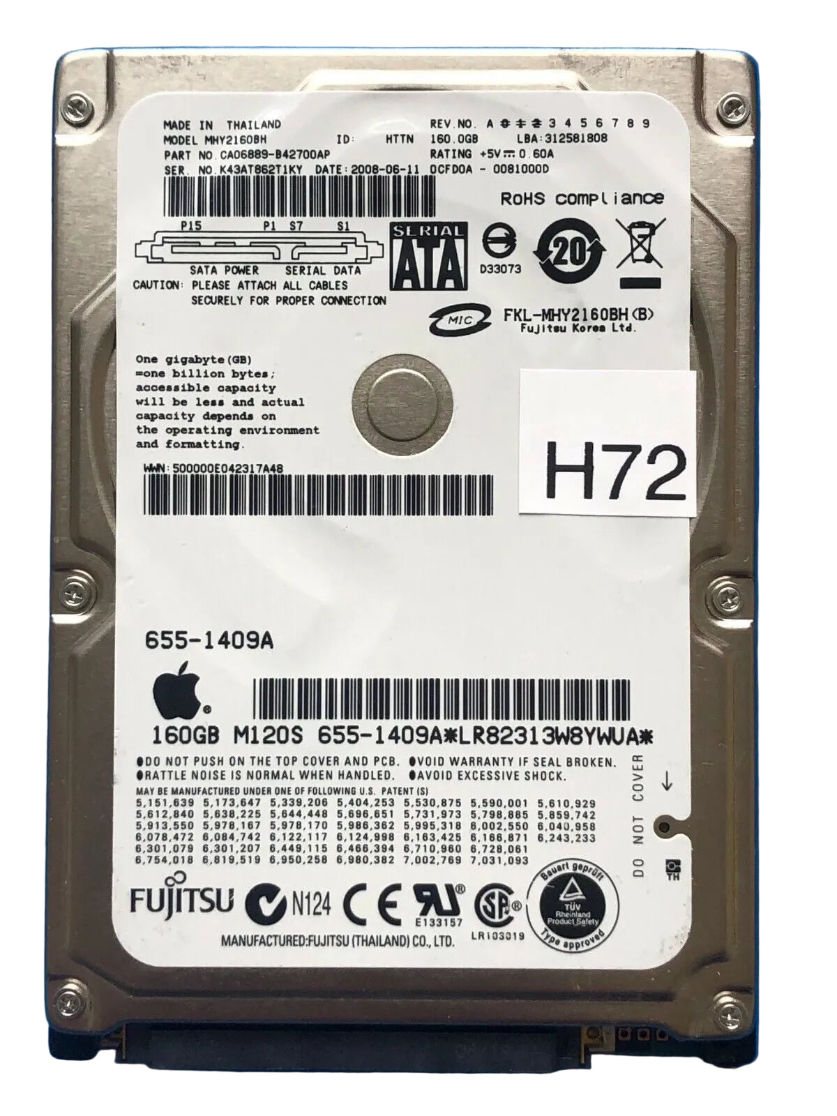 MHY2160BH – CA26344-B32104BA – CA06889-B42700AP – 160.0GB – 2.5" – SATA