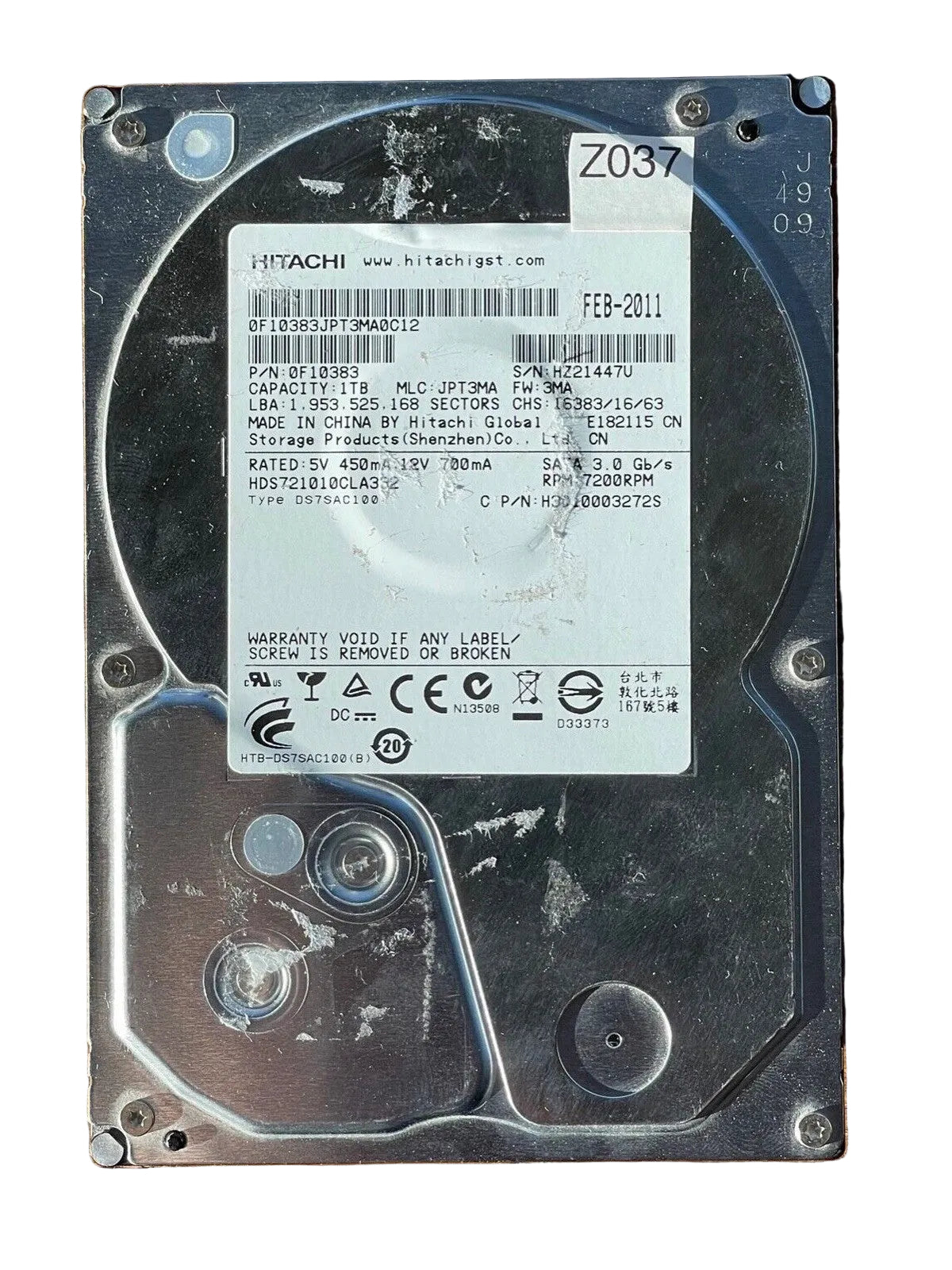 HDS721010CLA332 - 0A72947 BA3786 - 0F10383 – JPT3MA – 1TB – 3.5" – SATA