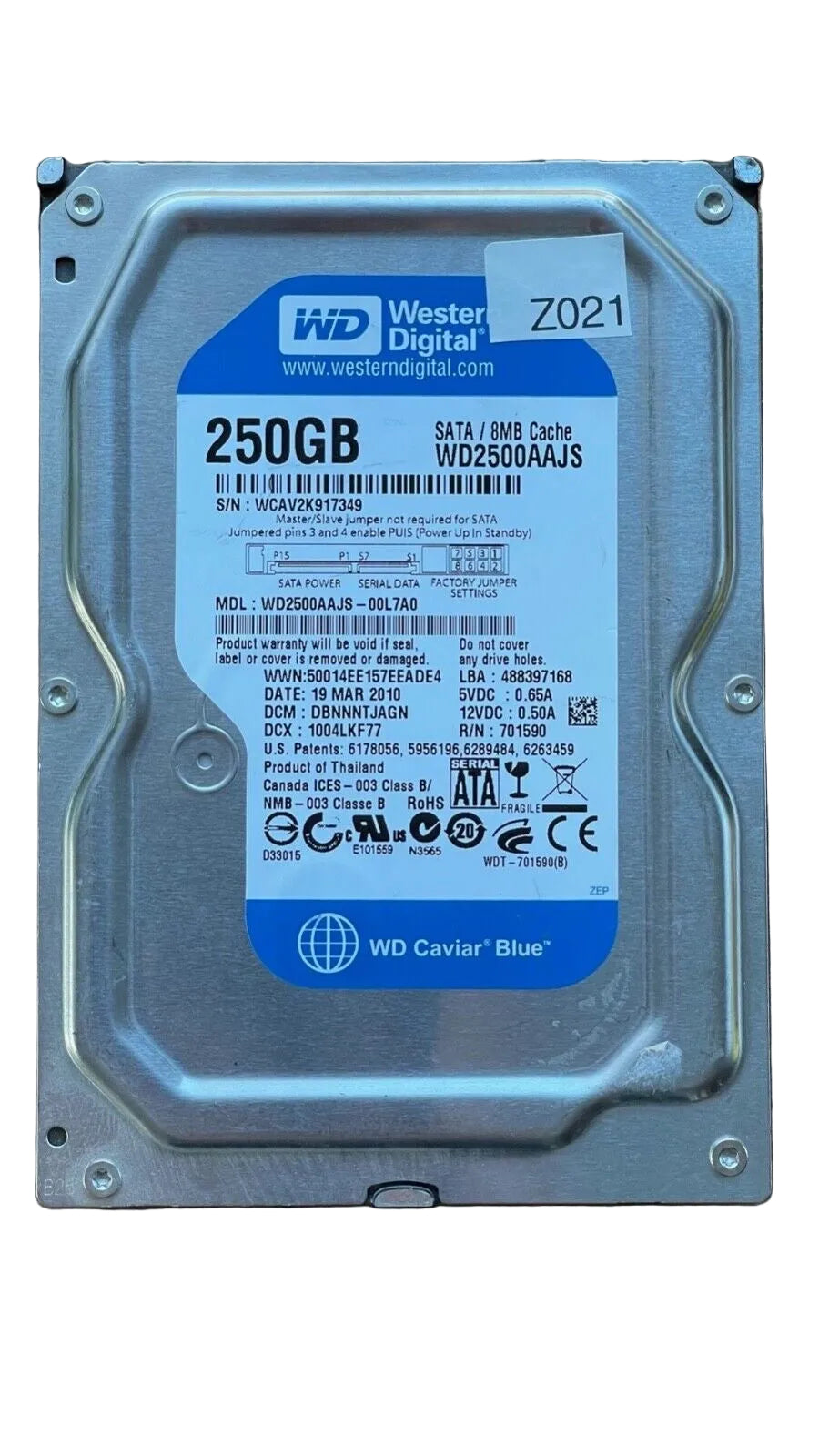 WD2500AAJS-00L7A0 – 2060-701590-001 REV A – DBNNHTJAGN – 250GB – 3.5" – SATA
