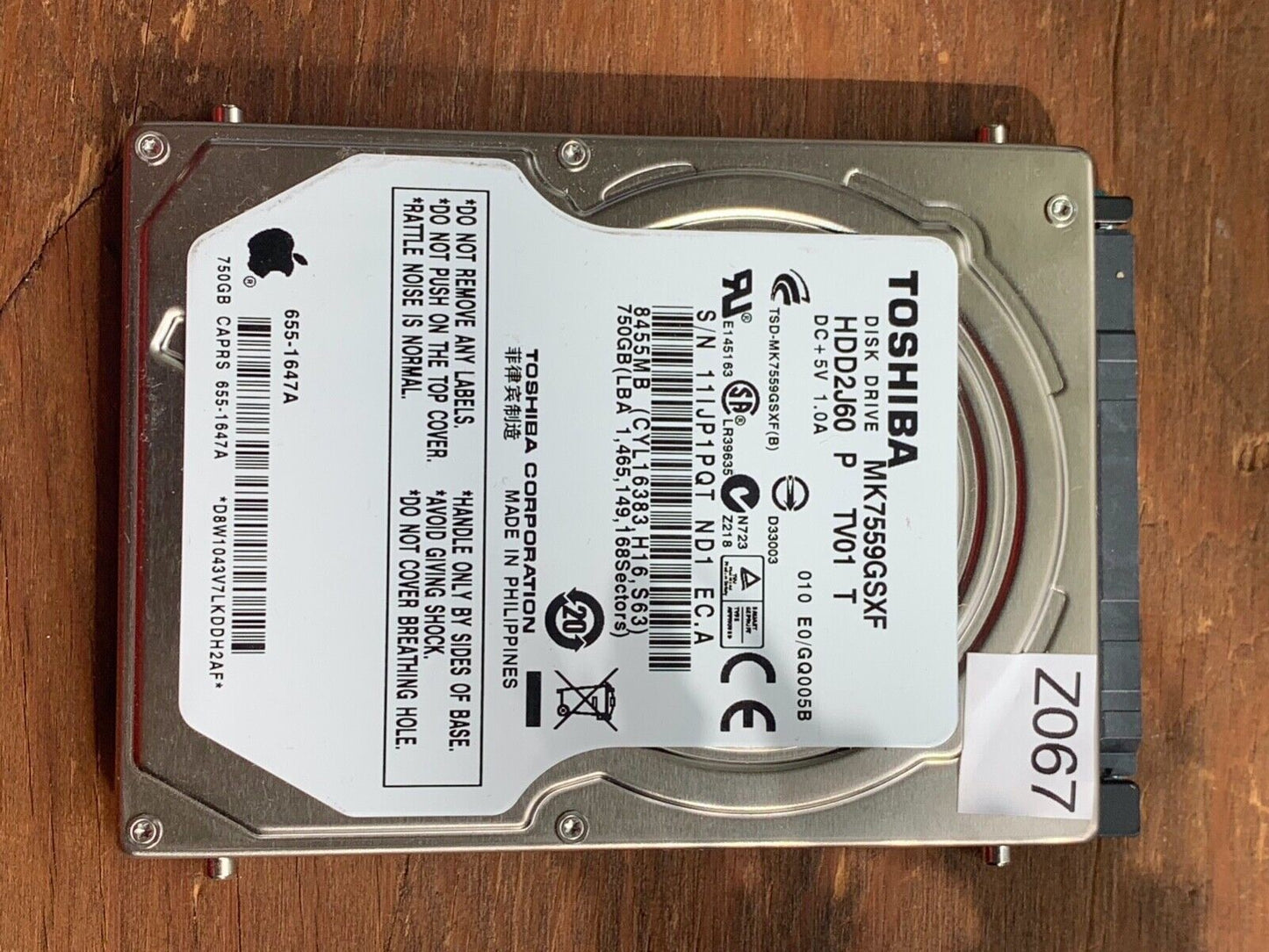 MK7559GSXF – G002825A – HDD2J60 – 750GB – 2.5" – SATA