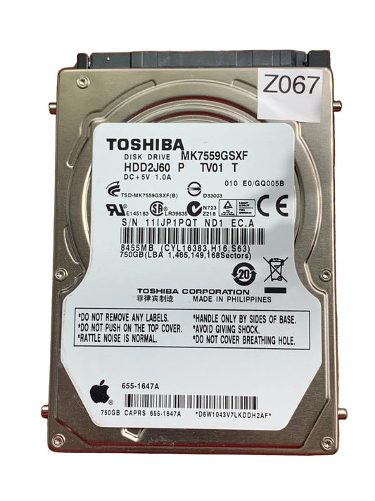 MK7559GSXF – G002825A – HDD2J60 – 750GB – 2.5" – SATA