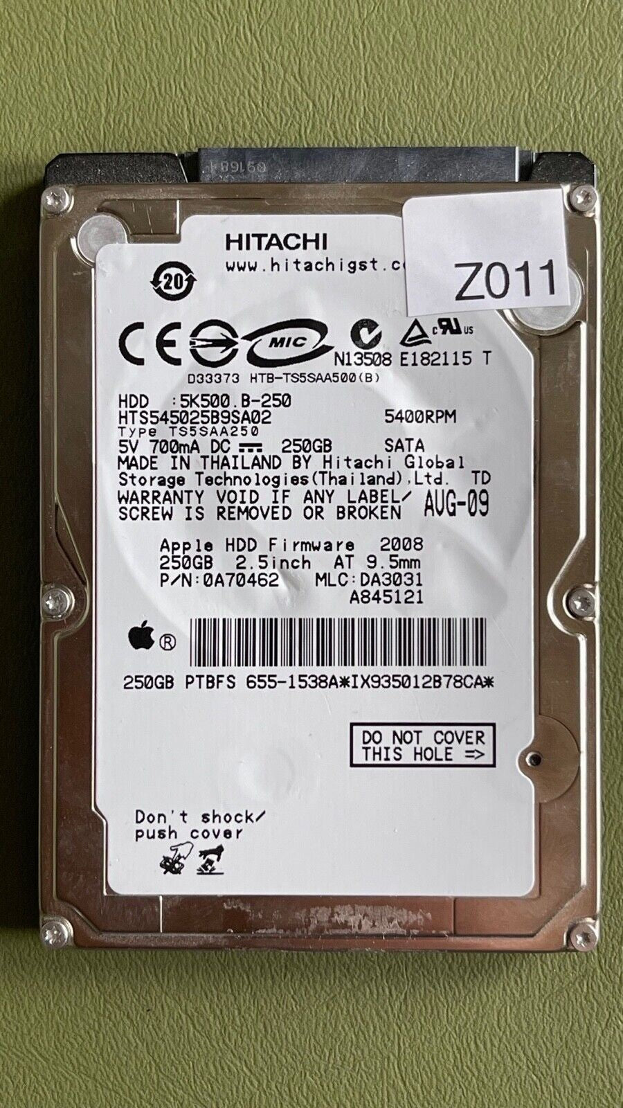 HTS545025B9SA02 – 0A58758 DA2740 - 0A70462 – DA3031 – 250GB – 2.5" – SATA