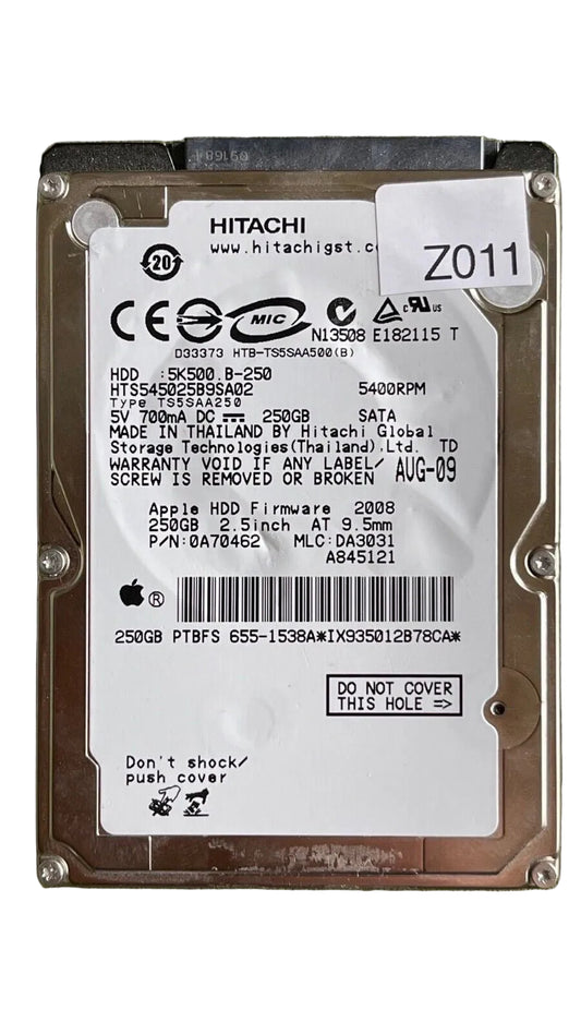 HTS545025B9SA02 – 0A58758 DA2740 - 0A70462 – DA3031 – 250GB – 2.5" – SATA